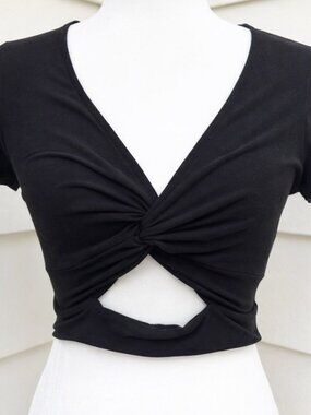 Y2K Twist Front Cutout Crop Top Clubcore Essential